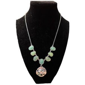 Sand Dollar Pendant Bead Necklace with Adjustable Lobster clasp